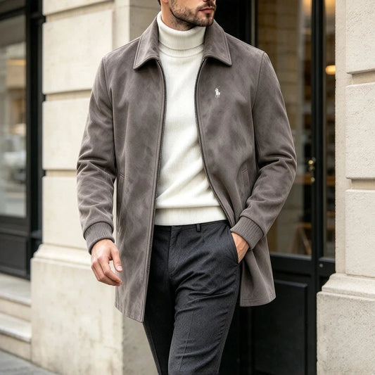 Button-Front Collared Men Coat