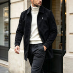 Button-Front Collared Men Coat