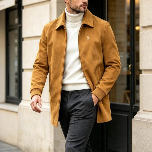 Button-Front Collared Men Coat