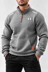 Quilted Grid Quarter Zip Pullover